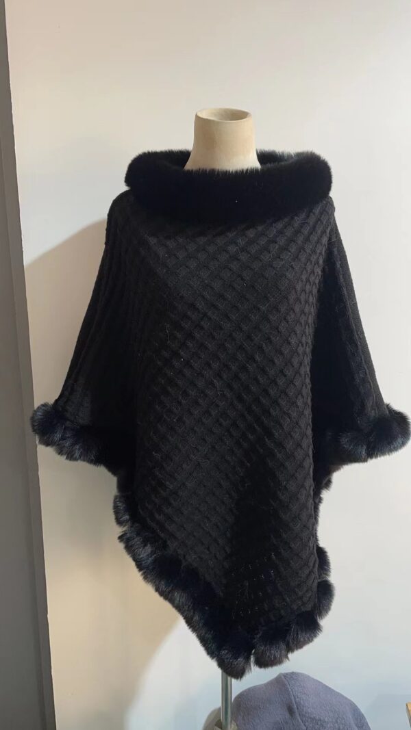 Rex Rabbit Fur Collar Shawl Cape Luxury