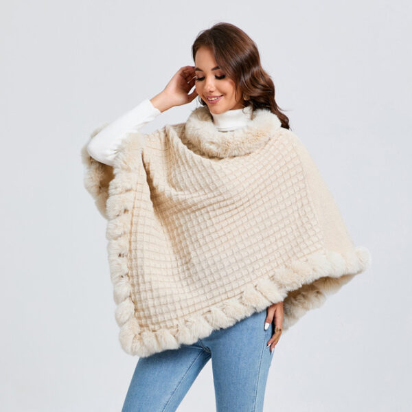 Rex Rabbit Fur Collar Shawl Cape Luxury