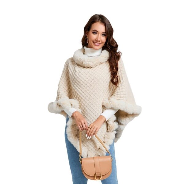 Rex Rabbit Fur Collar Shawl Cape Luxury