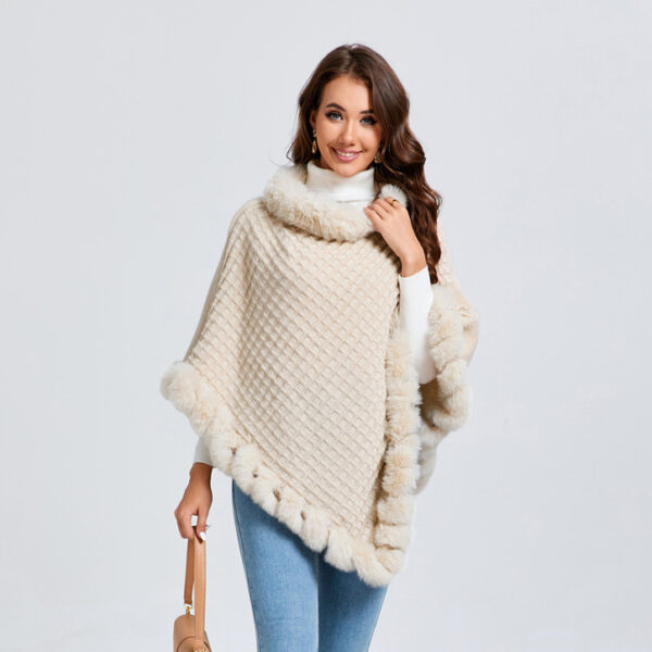 Rex Rabbit Fur Collar Shawl Cape Luxury