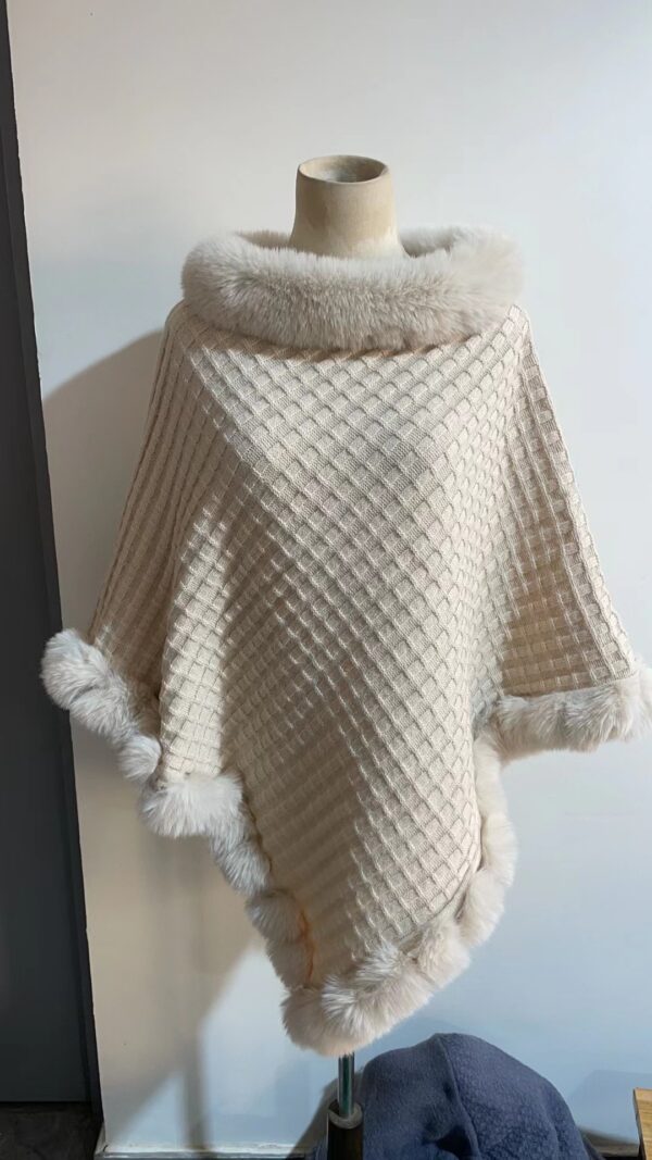 Rex Rabbit Fur Collar Shawl Cape Luxury