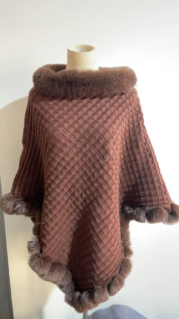 Rex Rabbit Fur Collar Shawl Cape Luxury